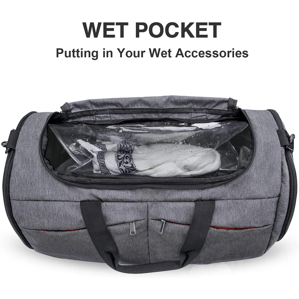 
Unisex Sport Gym Bag Lightweight Travel Duffel Bag with Wet Pocket & Shoes Compartment 