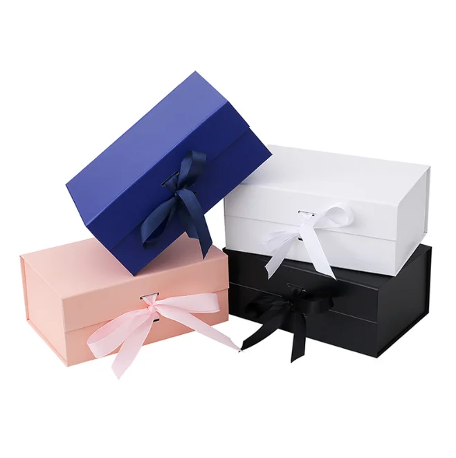 Large Black Collapsible Magnetic Product Ramadan Boxes Perfume Shoe Box with Magnet Lid for Gift Pack Packaging Orders