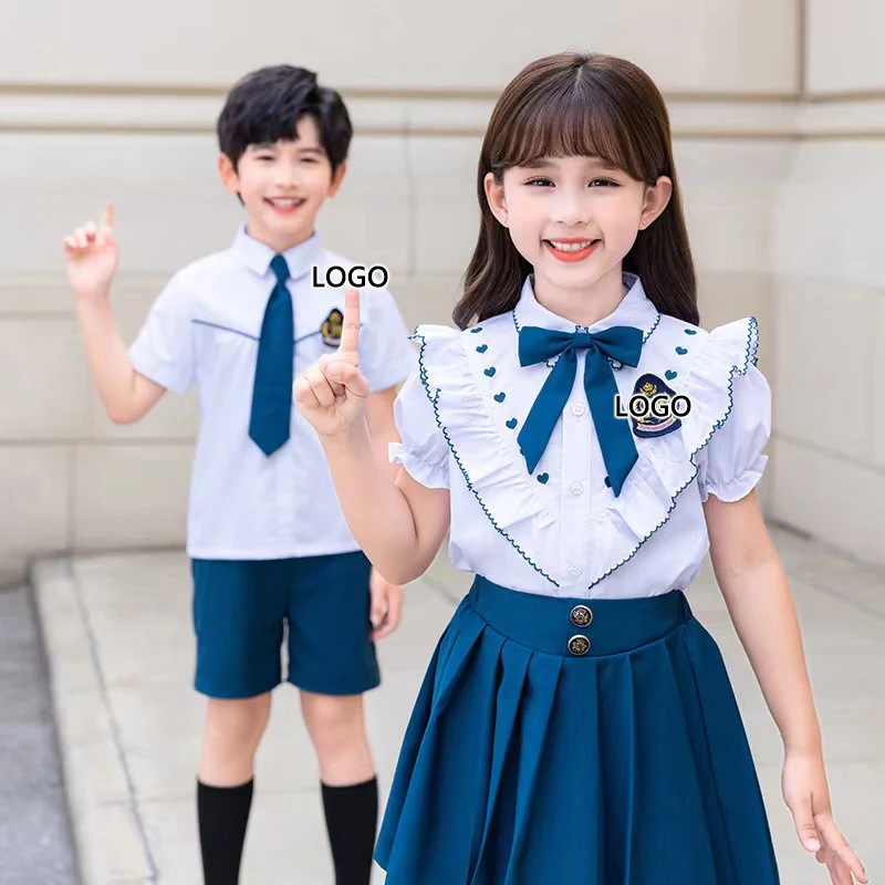 Wholesale primary beautiful short sleeve polo shirts dress school uniform designs students wear for kids boys and girls