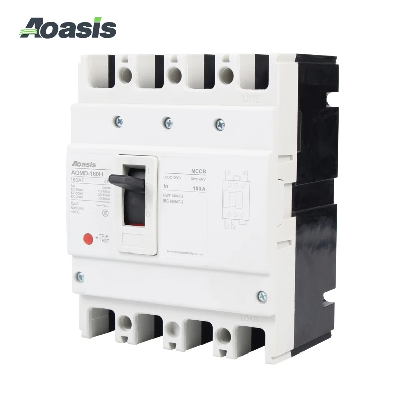 Aoasis Aomd-160 2p/3p/4p 1000V DC Moulded Case Circuit Breaker 4 Pole MCCB