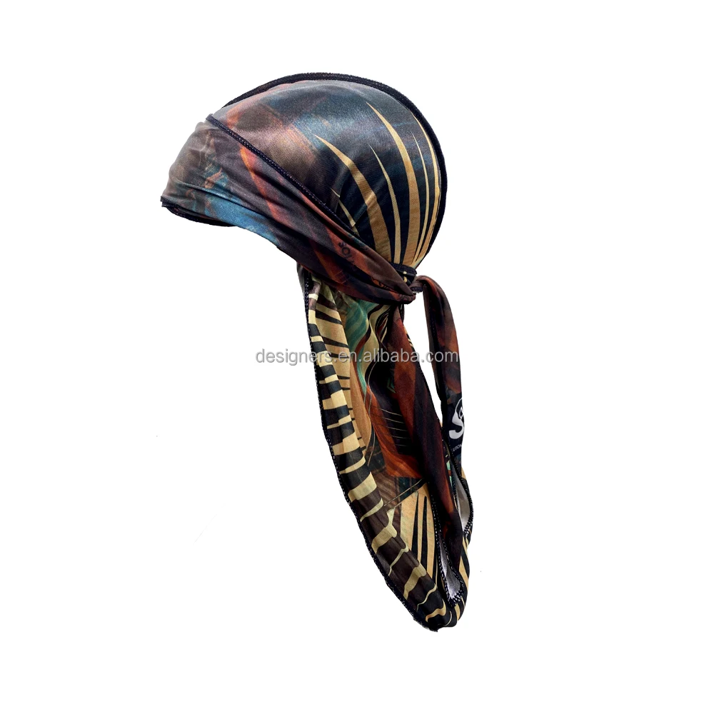 Customized silky satin shining designer rag shining custom logo turban rag custom durag for men and women