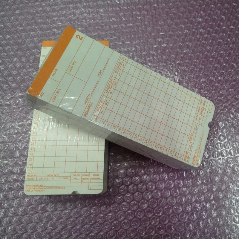 Special attendance card paper for English clock clocking in, English card paper, work card, and attendance card