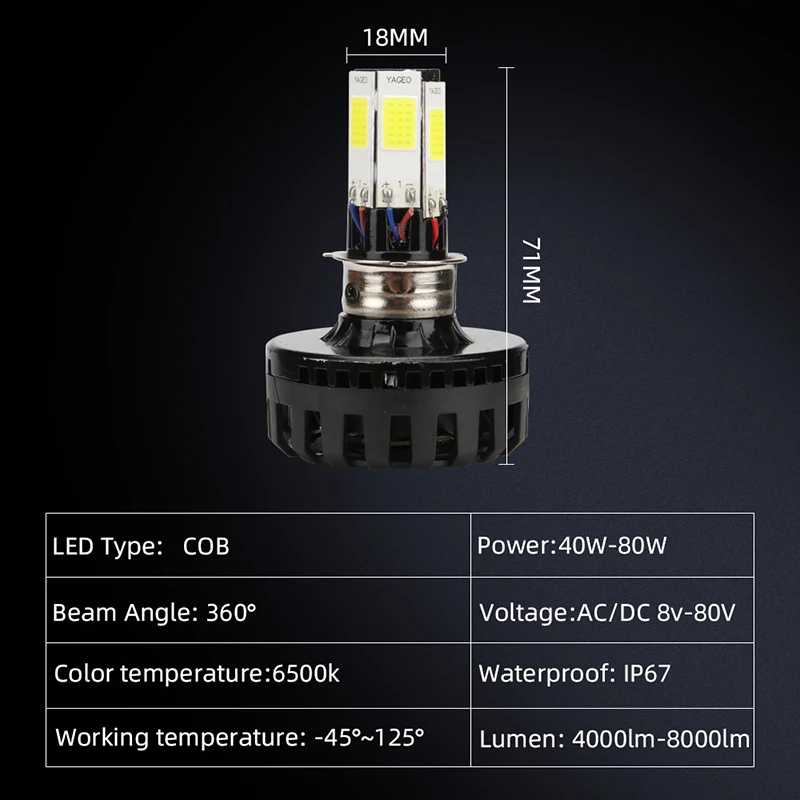 8V-80V мопед скутеры двигатель для укладки волос H4 led HS1 PH7 Мотор Led COB мотоциклетная фара мотоцикла светодиодный