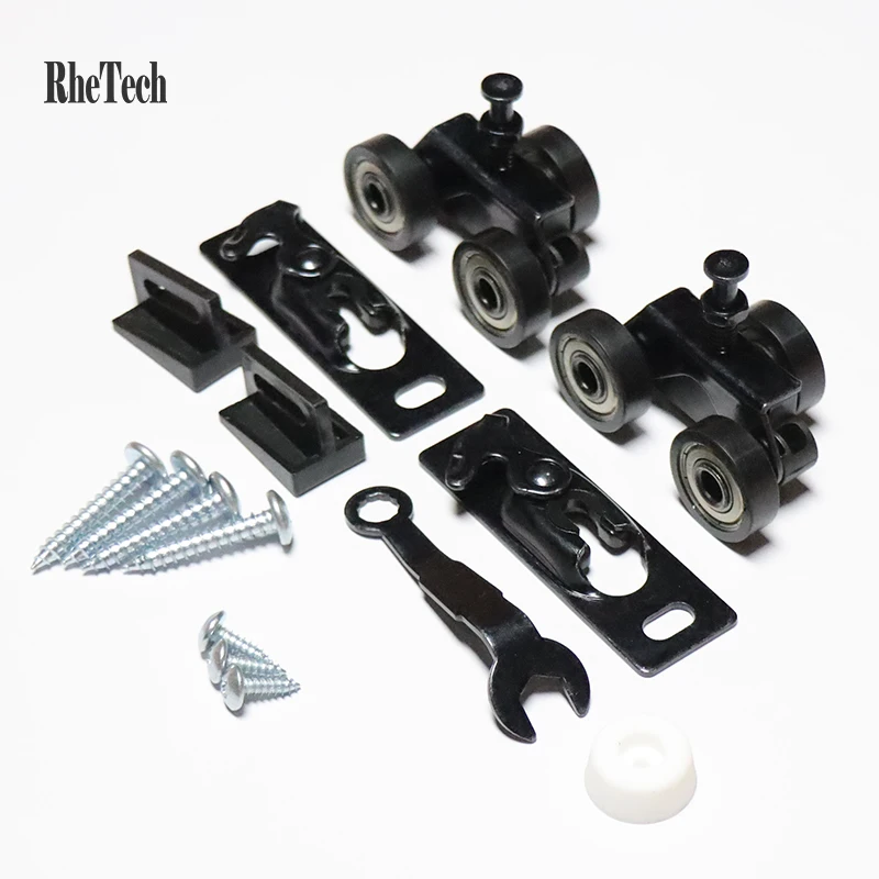 Rhetech Heavy Duty раздвижные двери ролики направляющие металлический черный шкив 3-х колесный надземная дверь роликов подшипников для