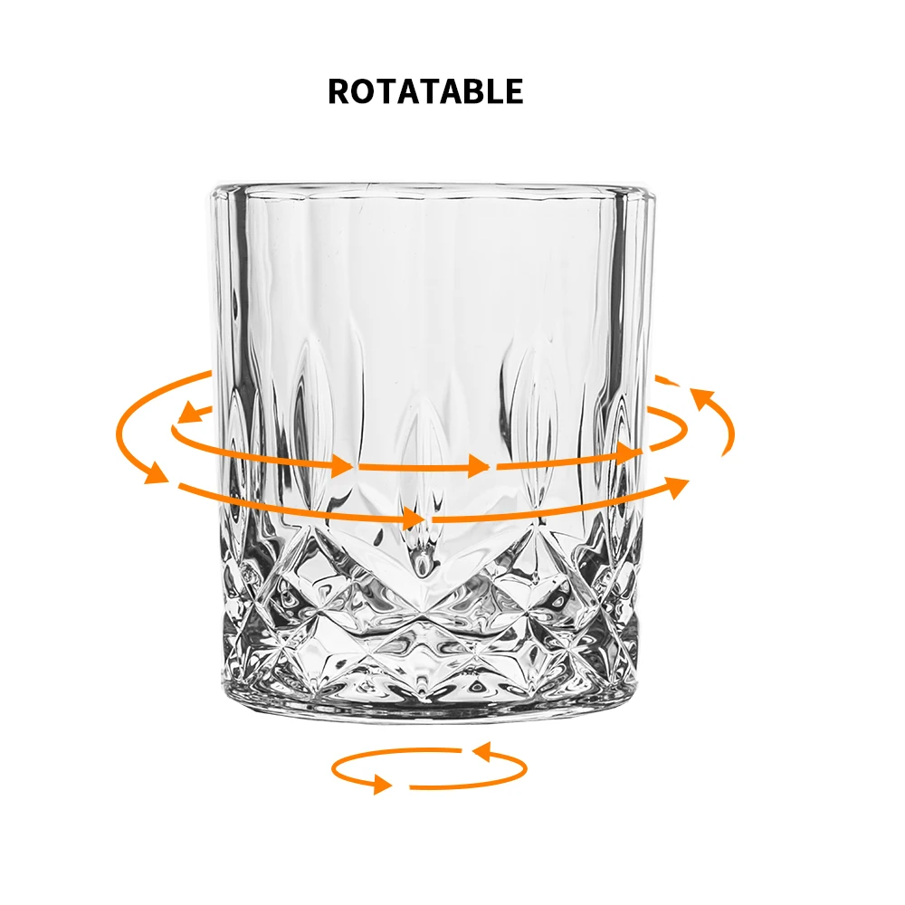 Free Sample Old Fashioned Crystal Whiskey Glasses Luxury Lead-Free Rotate Tumbler Whiskey Glass