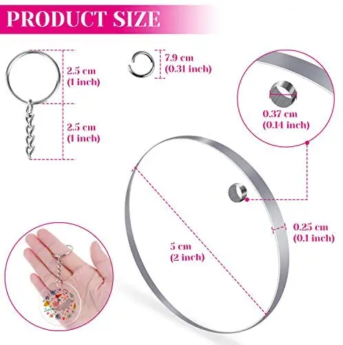 Sublimation Blanks Keychain Acrylic Transparent Circle Blanks DIY Key Chain Tassels Set