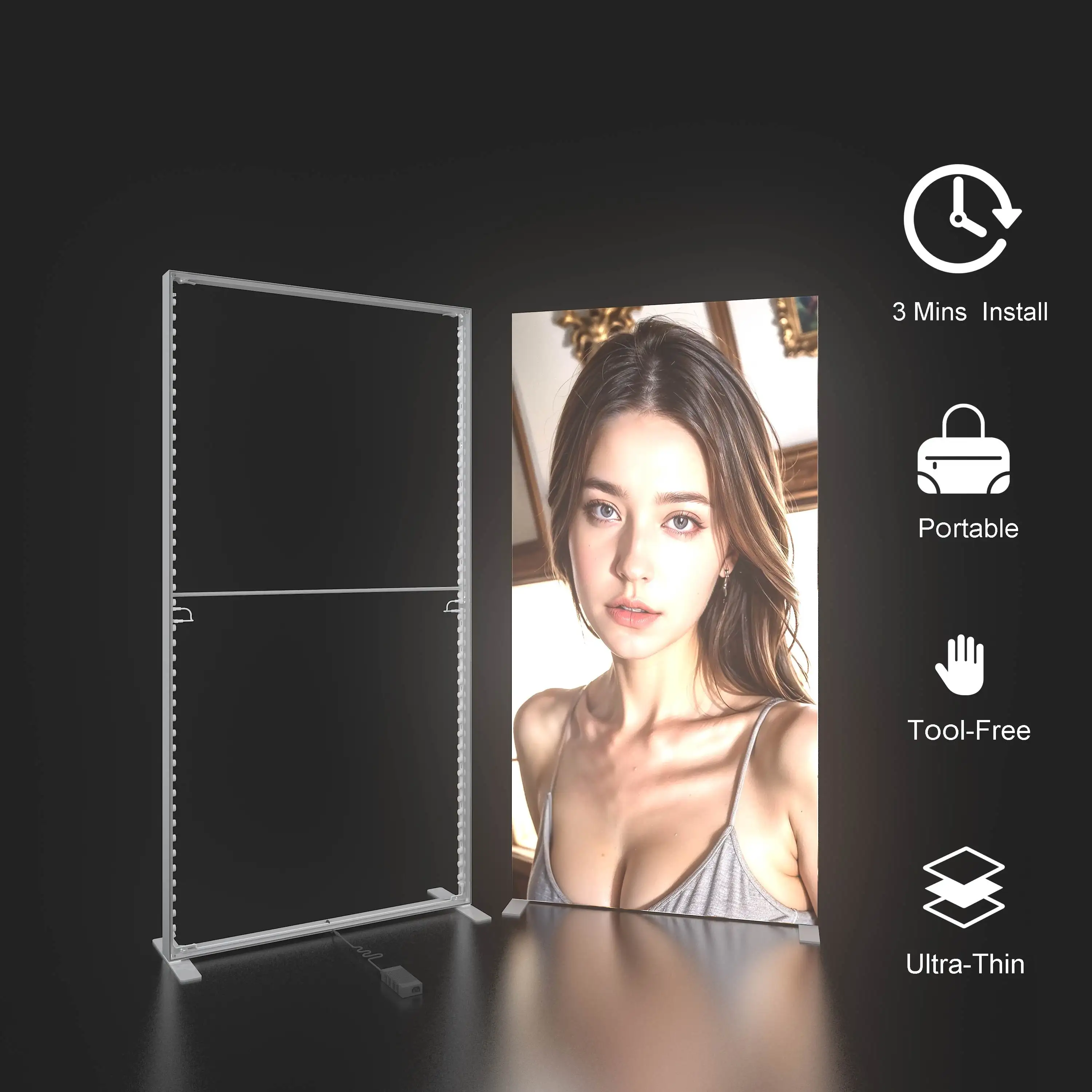 Seg Light Box Frame Exhibition Trade Show Booth Aluminum Profile Light box Frame Seg Fabric Backdrop Display Light Box portable