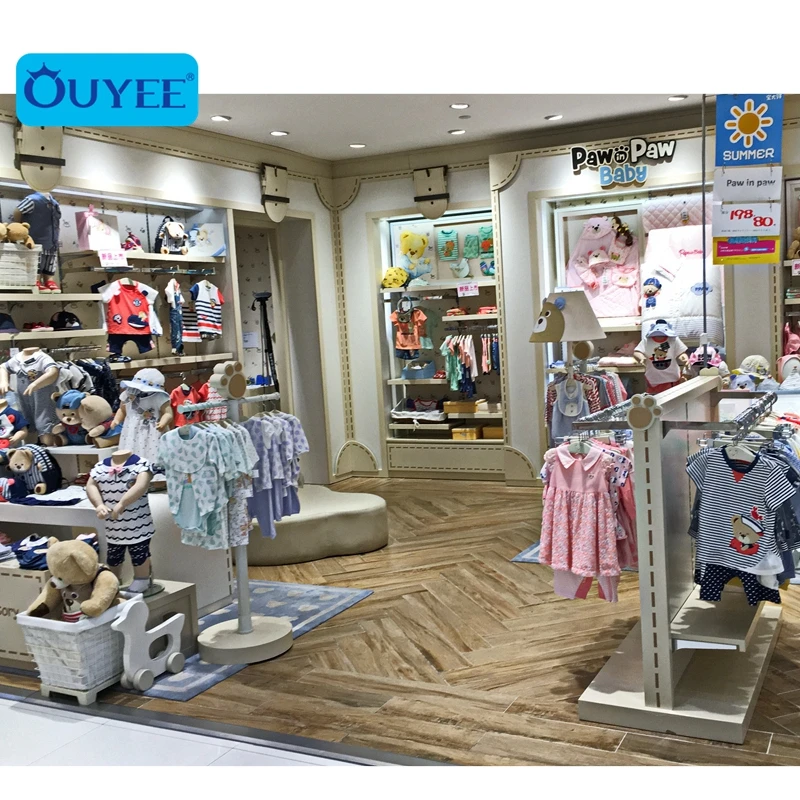 Boutique Elegant Baby Clothes Shop Fittings Display Design For Kid Clothing Stores