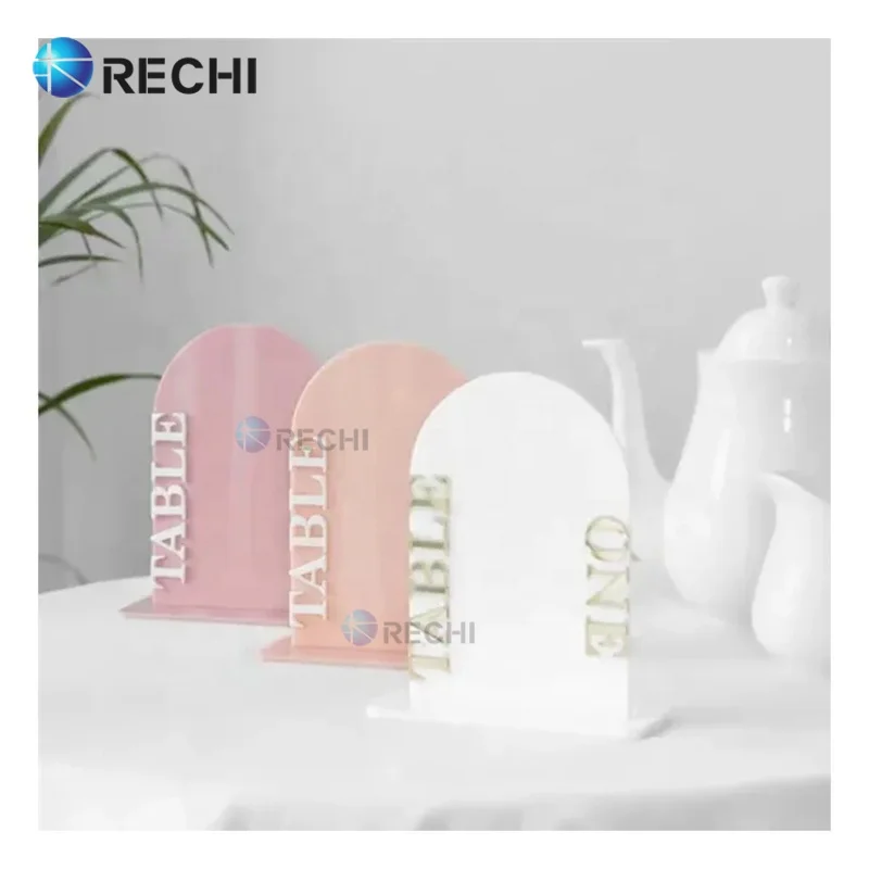 RECHI Custom Acrylic Wedding Event Table Sign Holder Perspex Wedding Table 3D Number Sign Letter Place Card Display Stand