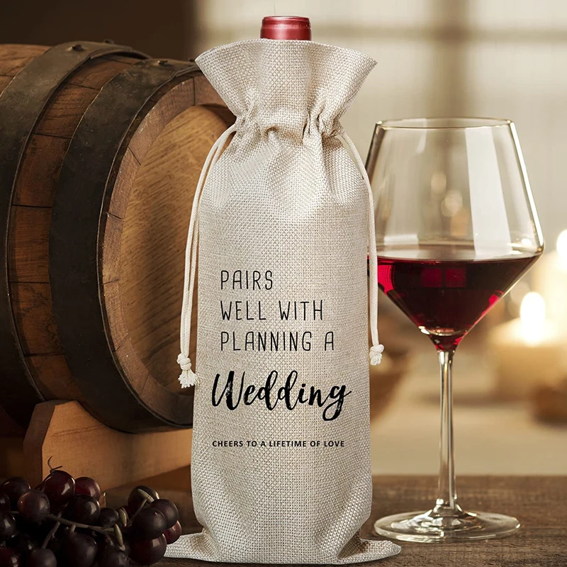 Hot Sale Cheap Linen Burlap Jute Sack Drawstring Wine Gift Bag Wine Bottle Bag Burlap Wine Gift Bags