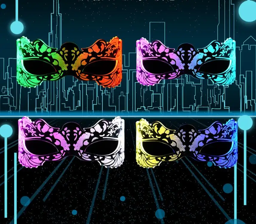 LED Visor Glasses Light Up Futuristic Lace Pattern Glasses Luminous Eyemasks Birthday Rave Party Holiday Club Bar Decorations