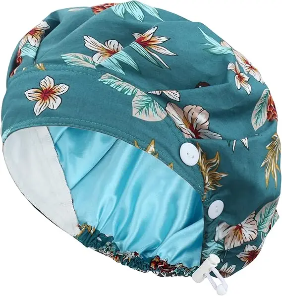 One Size Spring Catch Adjustable Multi Color Workout Hats Bouffant Satin-lined Scrub Caps for Women Men
