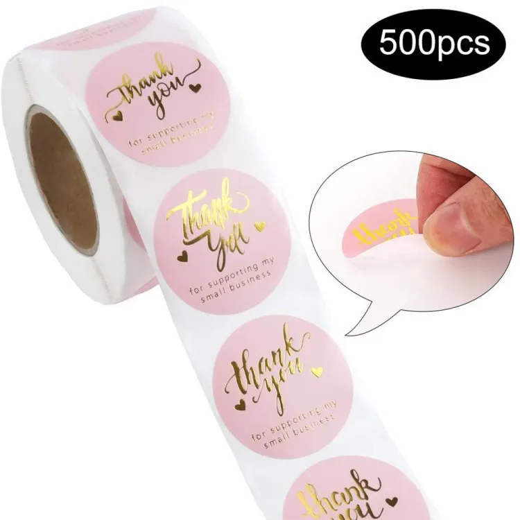 1.5 inch 500 Pcs Custom Rose Gold Packaging Bag Poly Bubble Printed Mailers Thank You Stickers For