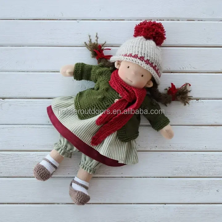 Waldorf style soft blonde long hair girl Baby Doll with 12  inch detachable removable handwork gifts