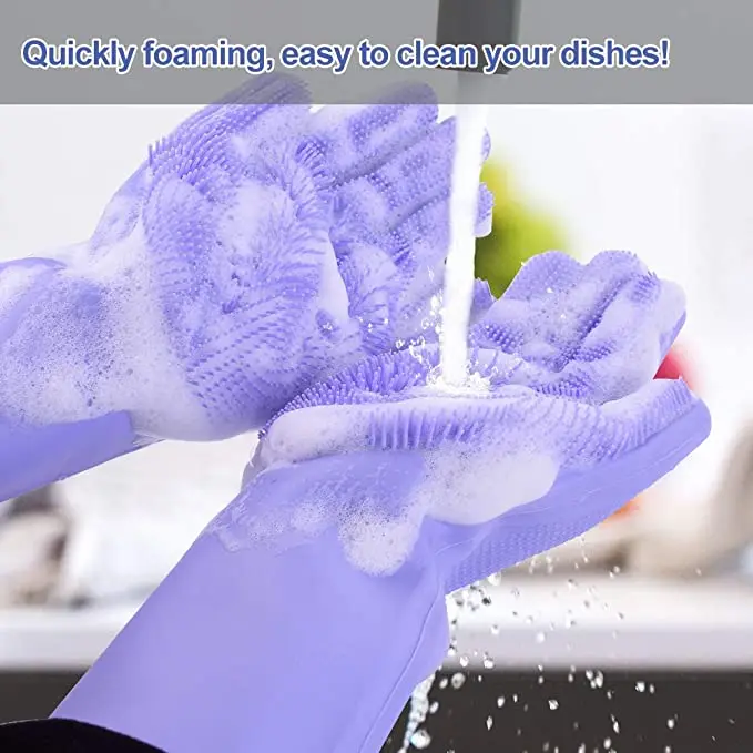 Heat-resistant Design Household Multifunctional Silicone Cleaning Brush Scrubber Gloves dish washing Gloves