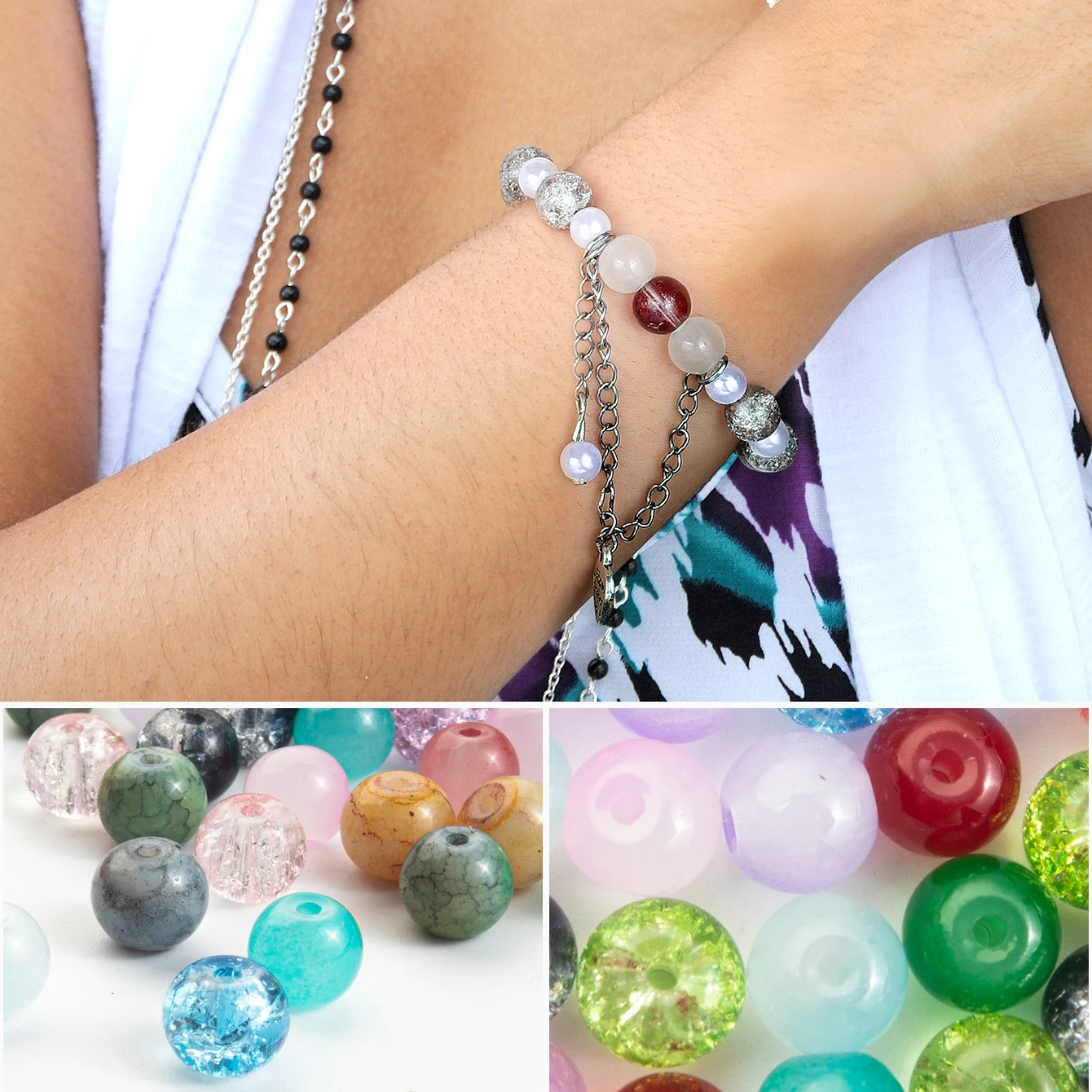 8MM Colorful Glass Crystal Beads Kit Jewelry Making Round Beads For Bracelets Making Diy Craft Necklace Earrings