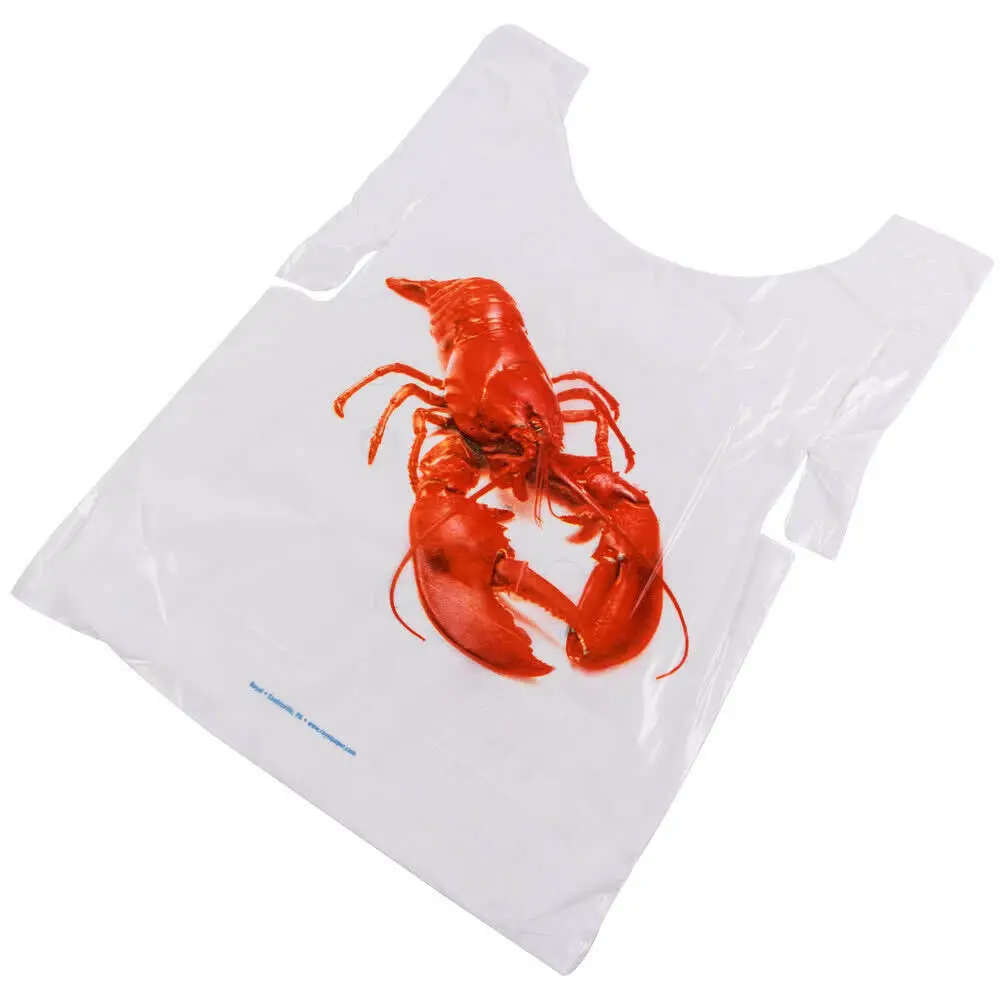 Good Quality Logo Printed nursing home Restaurant Seafood Disposable Aprons Custom Adult Bibs