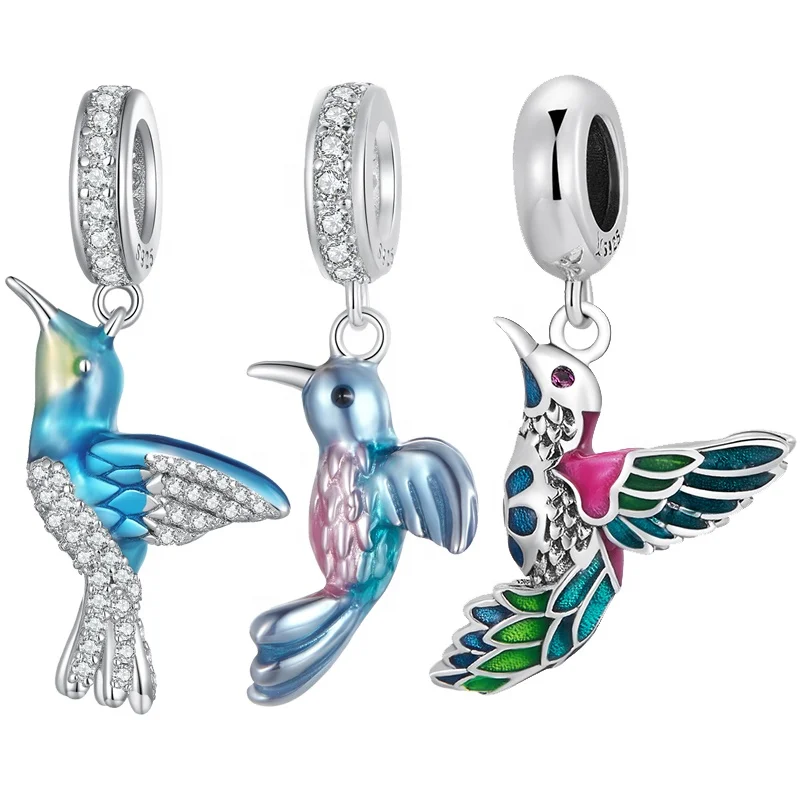 925 Sterling Silver Kingfisher Pendant Charms Cute Bird Beads for Women Original Bracelet and Necklace DIY Accessories