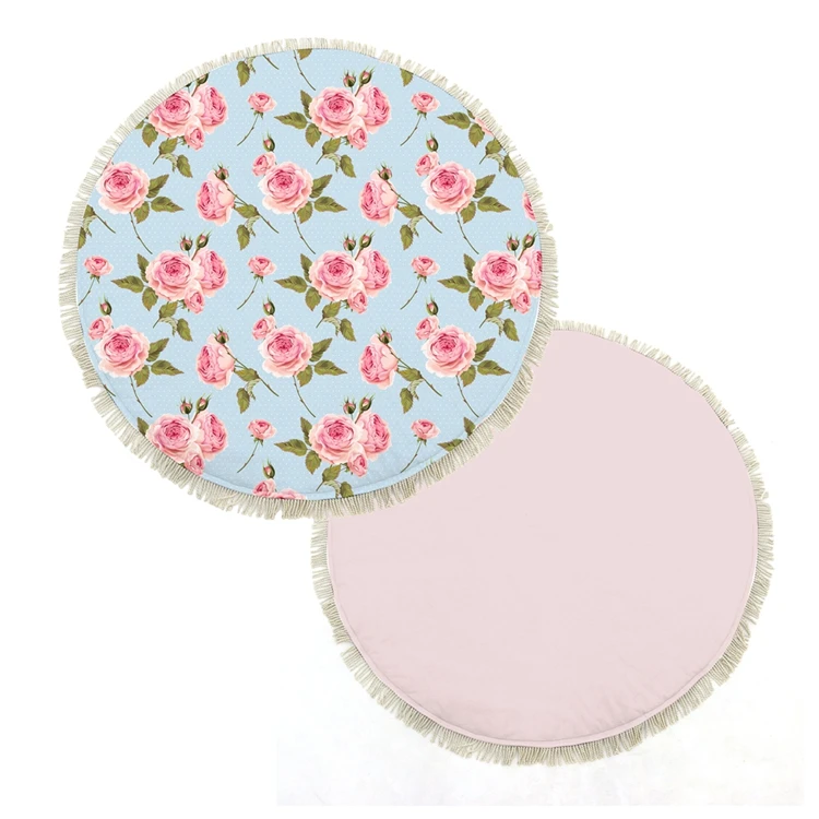 100% Cotton Super Soft Comfortable Safe Crawl Pad Tummy Time Round Infant Reversible Playmat For Children