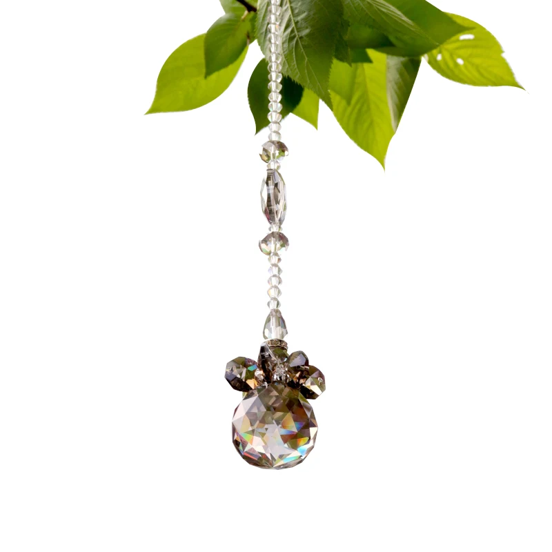 
2021 hot sale colorful crystal glass pendant chandelier daylight prism prism hanging decoration octagonal chakra home office 