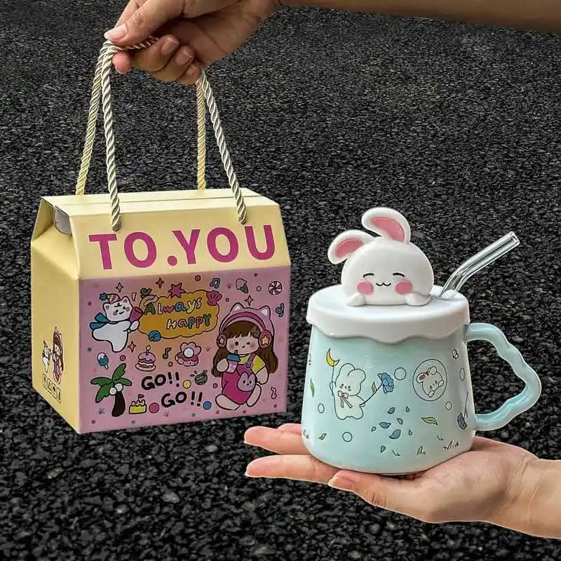 Cup Ceramic Gift Box Souvenir Mug with Cover Creative Birthday Gift for Best Friend Practical Girls