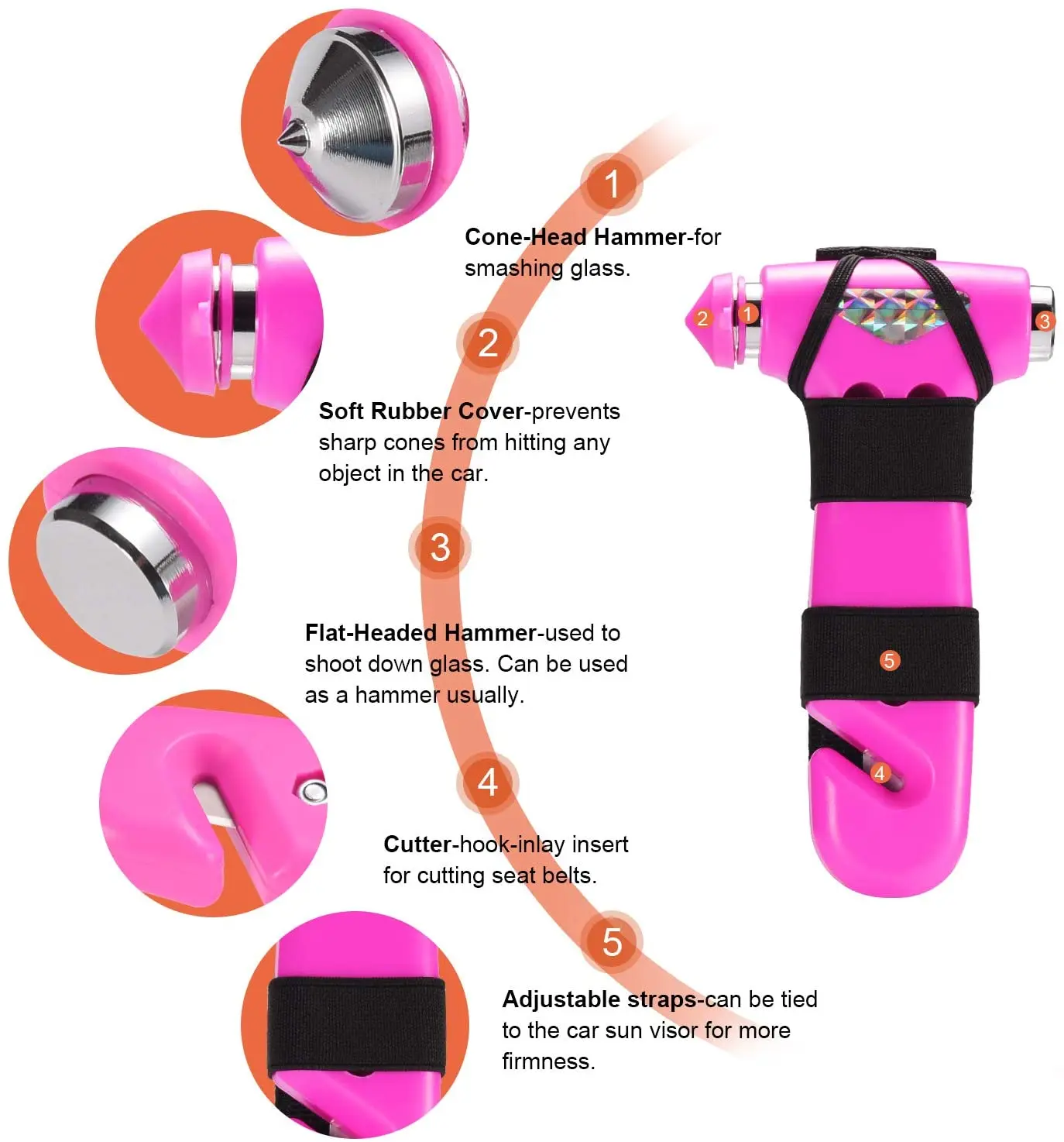 Auto Car Window Glass Hammer Breaker and Seat Belt Cutter Emergency Escape Tool Safety Breaker Hammer