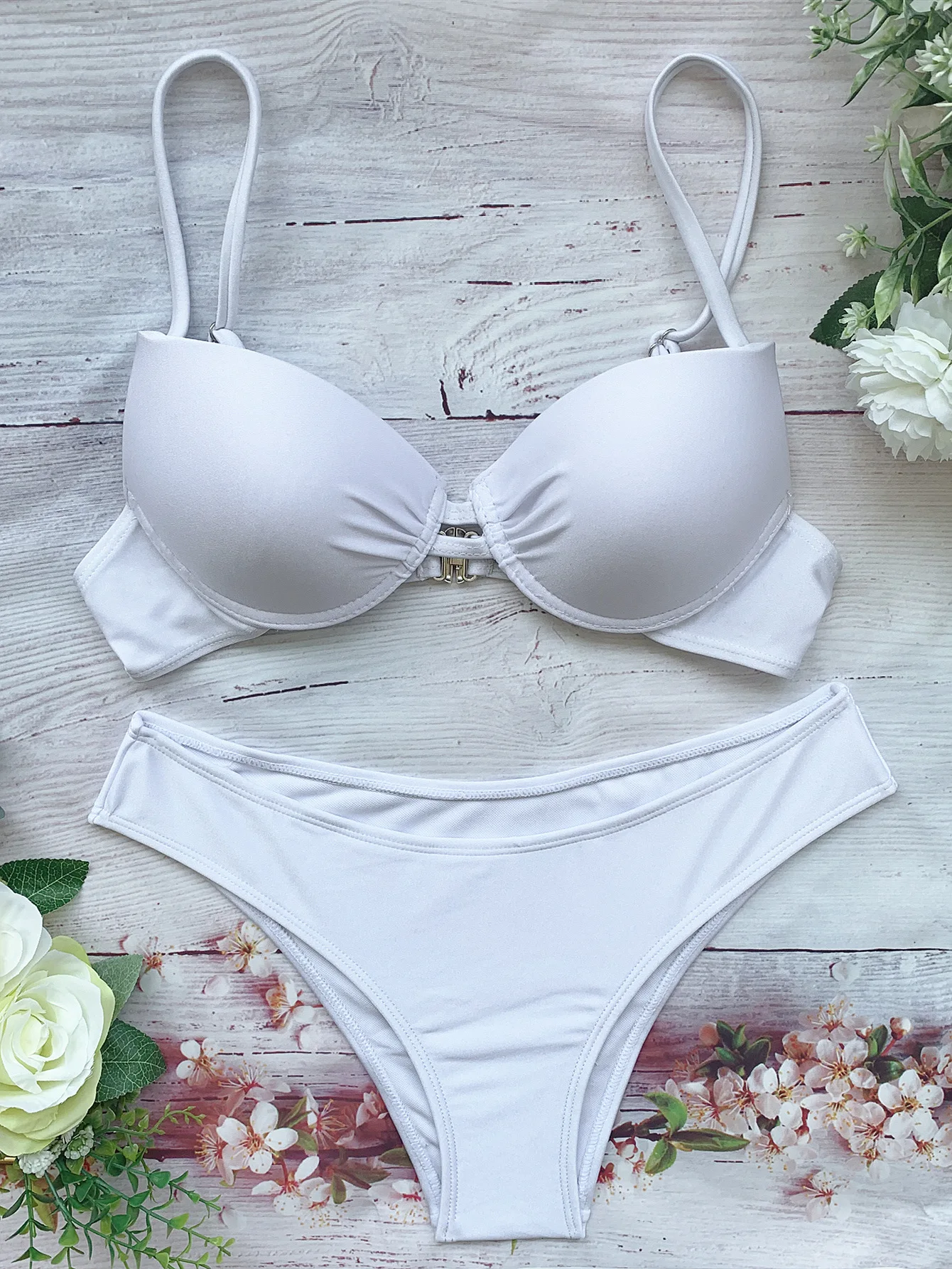 Young Bikini Girls Triangle Swimwear Thong Bikini White Unlined Micro Bikini Swimwear