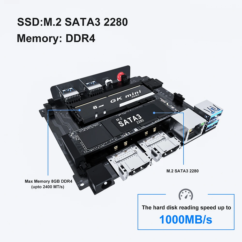 Beelink Versatile Mini PC GK Mini In-tel Processor J4125 Win-dows 10 Pro 256G Desktop Computer