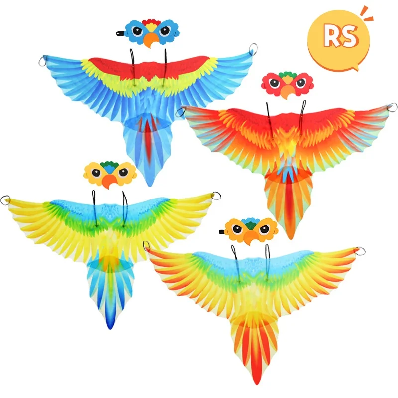 2024 Hot Selling Felt Eye Mask Parrot Costume Wings Cloak for Halloween Party Decoration,Kids Parrot Costume Outfits Wings Cape