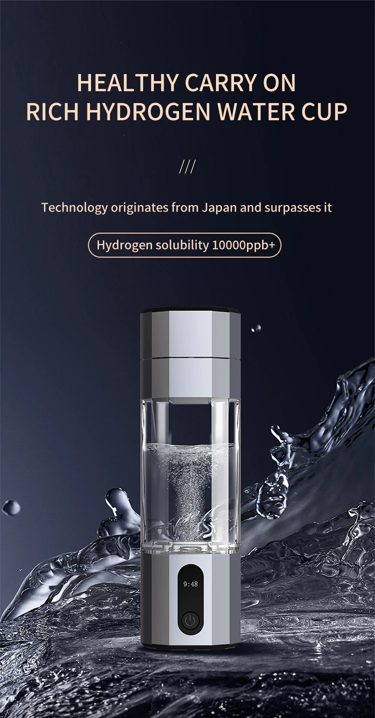SPE Portable Hydrogen Water Bottle Colorful and Customizable 6000/10000 Ppb USB Powered Type Cold for Household Use