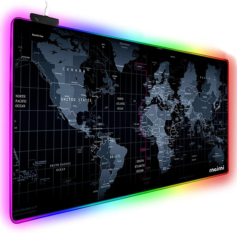 large xxx2022 extended ergonomic world map sublimation gaming  led RGB mouse pad