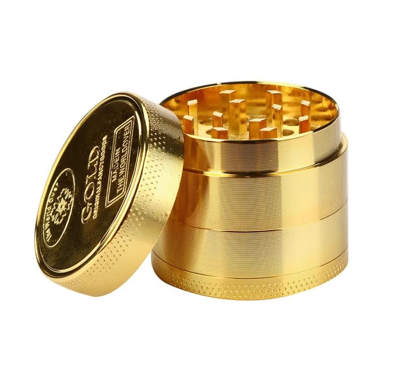 Hot Sale Alloy Herbal Herb Tobacco Grinder Gold Smoke Cutter Spice Weed Grinders Smoking Pipe Accessories