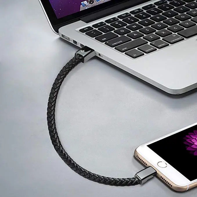 2019 Hot Seller Portable Braid Leather Charger Cord  Smart USB Charging Cable Bracelet for Android Iphone Type C