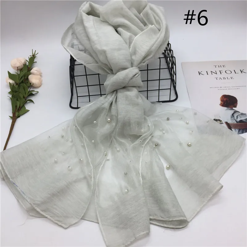 wholesale hot-sale organza pearl scarves dubai women hijab shawls soft cotton hijab