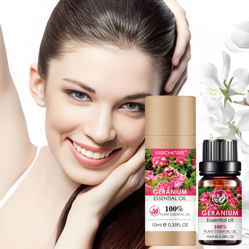 OEM customized 10ml Per Bottle Fully Natural  Geranium Essential Oils for Massage facial and body aromatherapy