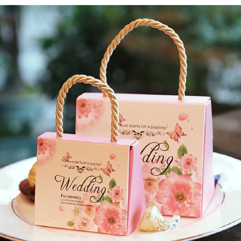 Customization creative wedding candy paper tote wedding gift candy box gift bag