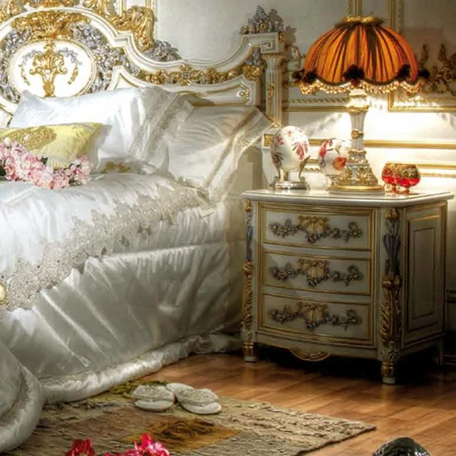 Royal King Size Louis XV French rococo antique solid wood bedroom sleigh princess bed