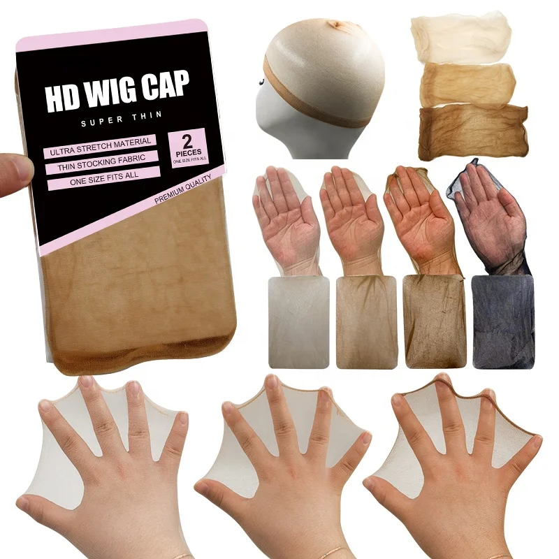 Wholesale 2pcs in 1 bag Free Size Strong Elastic Ultra Thin Transparent Cap Invisible Sheer HD Lace Wig Caps