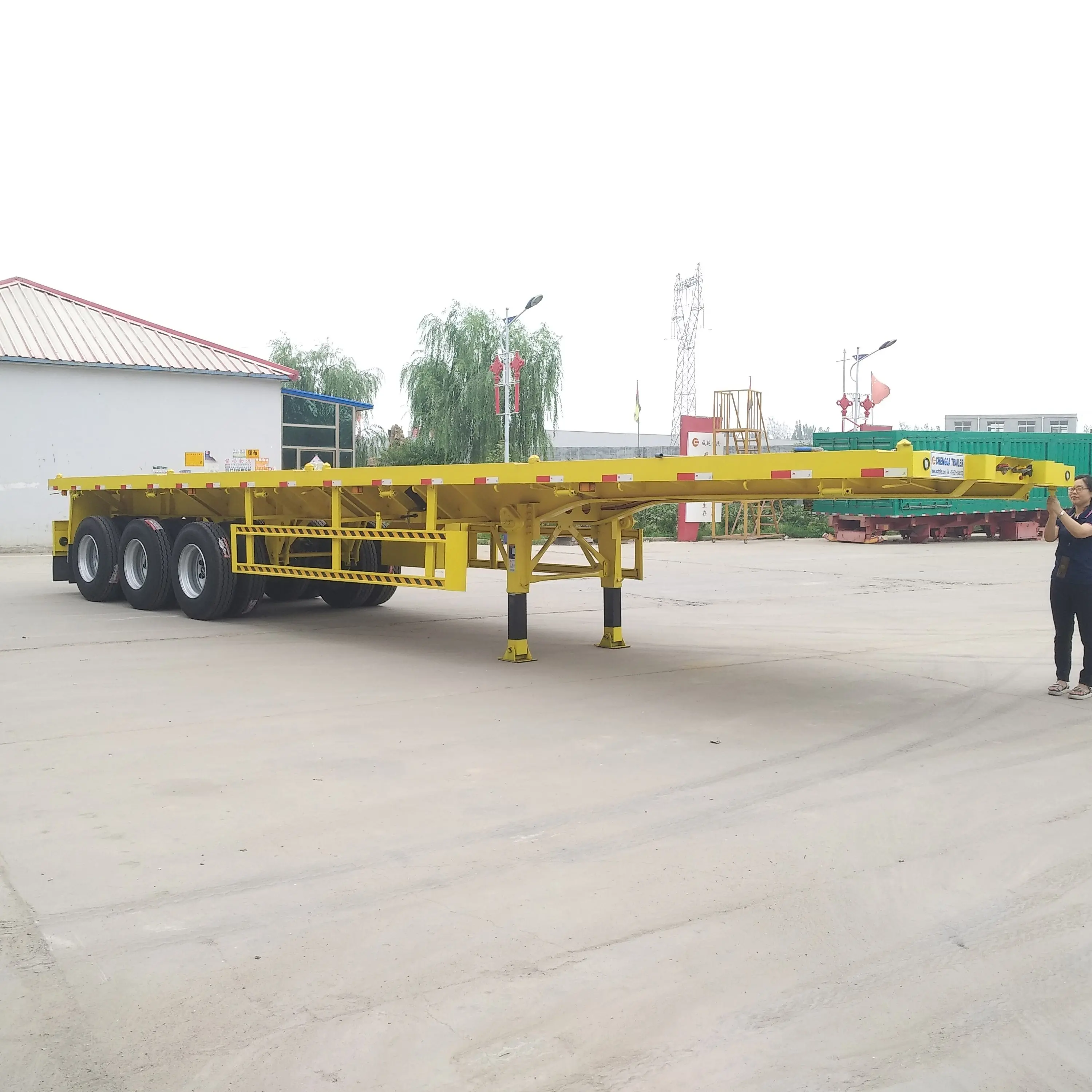 New 3 Axles 40 FT 45 FT Flatbed Truck Trailer 40Foot Container Truck Trailers Used Truck Trailers Sale