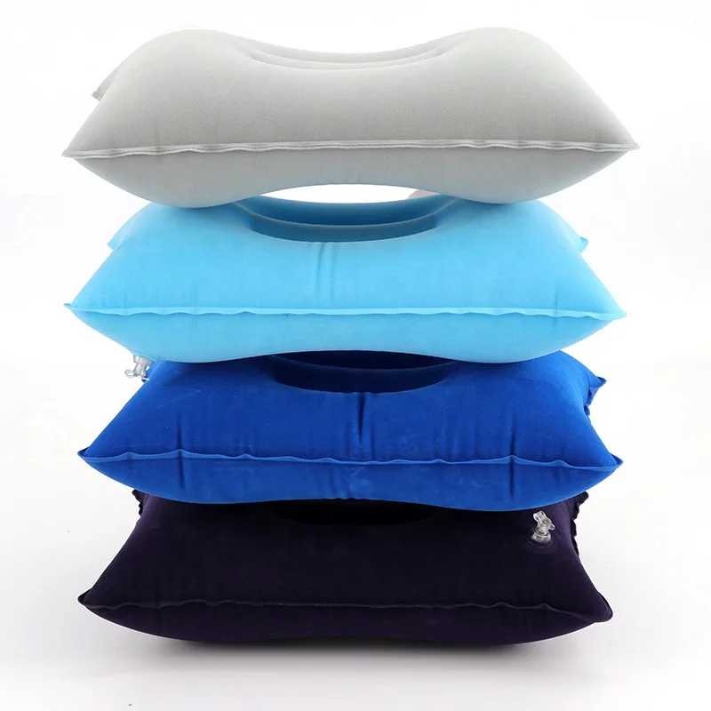 Wholesale cheap price travel camping flocking outdoor inflatable pillow