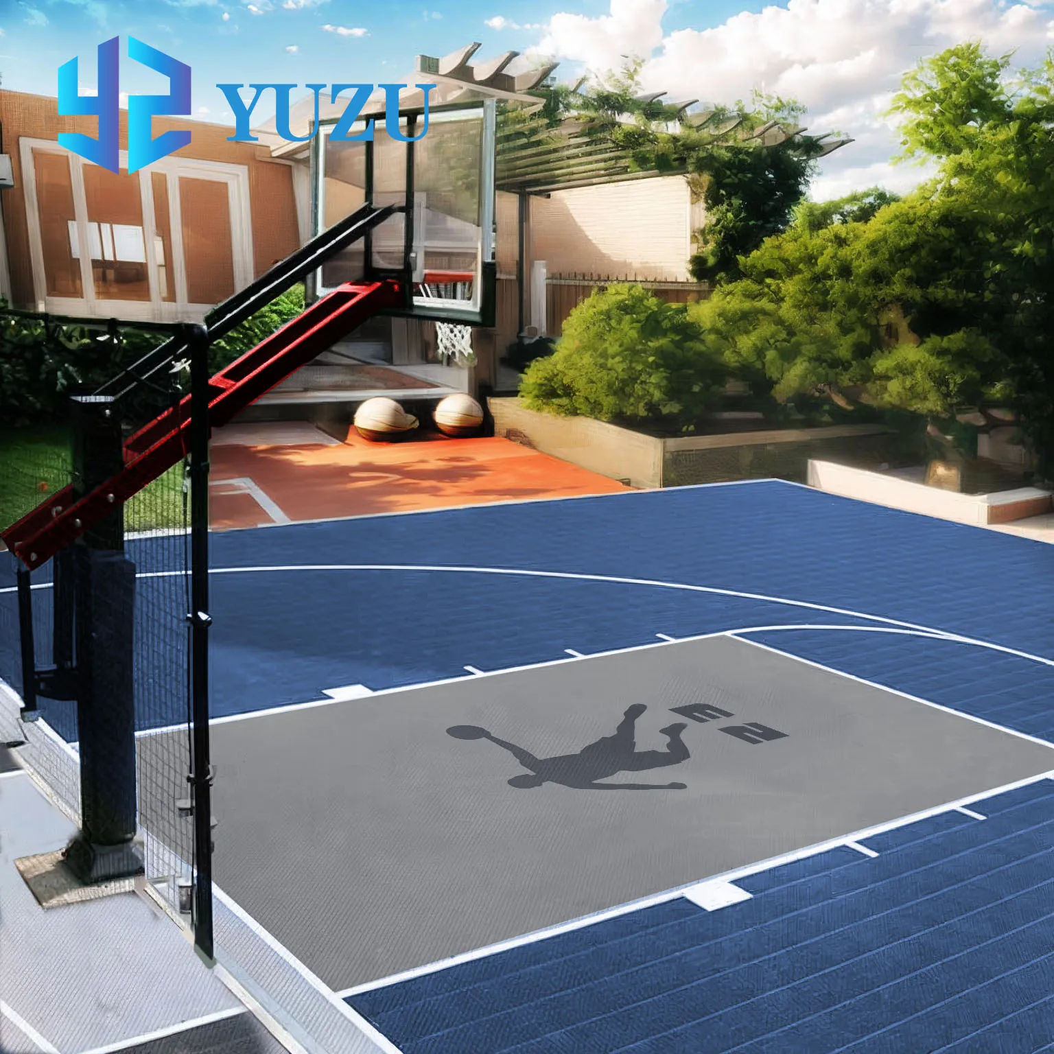 factory sale PP Material  floor tiles outdoor plastic flooring mat for backyard basketball or tennis or badminton court