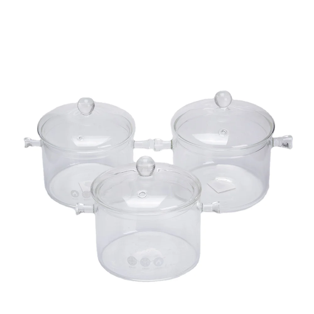500ml 1L 1.5L High Borosilicate Heat-resistant Glass Clear Pasta Instant Noodle Pot Pan Stew Cooker Baby Food Milk Sauce Hot Pot