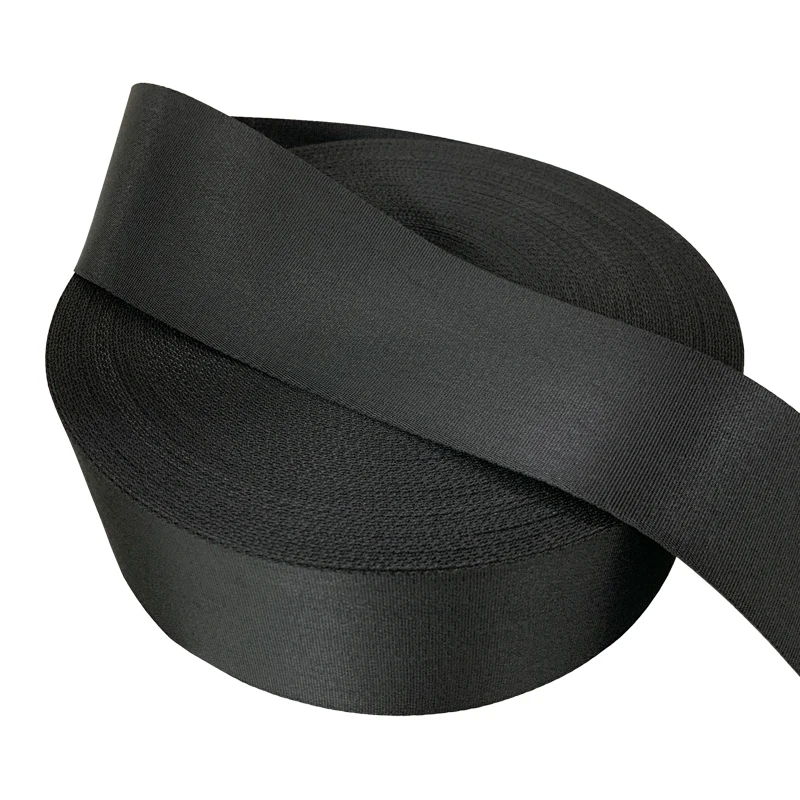 Jinsha Textile 7.5cm  Black Nylon Plain Webbing Xikeng Webbing with Ultra-wide Webbing Widened and Thickened