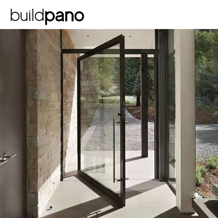 Customized glass front door exterior security front aluminum door main entrance villa glass pivot doors