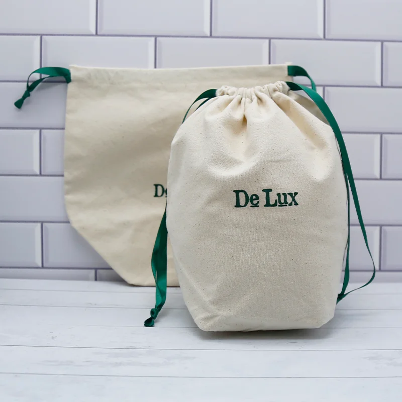 Custom logo High Quality Organic Cotton Draw String Bag Muslin Cotton Dust Pouch Party Christmas Gift Storage Wrapping Bag