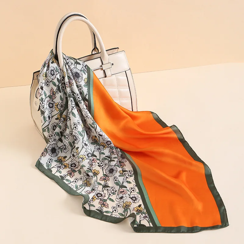 2022 маленький квадратный шелковый тонкий декоративный ободок для волос с цветочным принтом Универсальный шарф с принтом