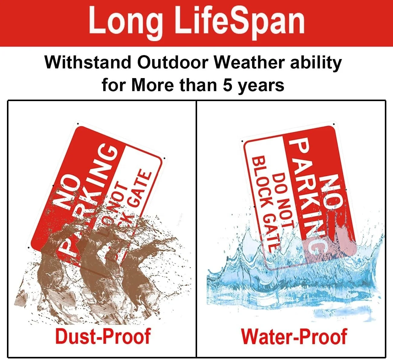 No Parking Sign, Do Not Block Gate Signs, 14 x 10 Inches Reflective Rust-Free Aluminum, Easy Mounting, Durable Ink, UV Protected