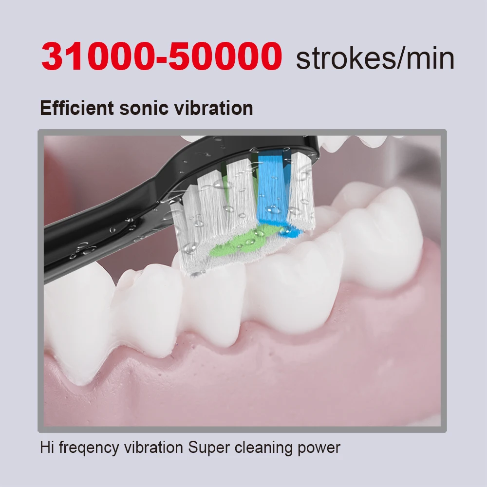 Factory OEM customize Rechargeable 5 Working Modes Sonic Vibration Electric Toothbrush With Travel Case