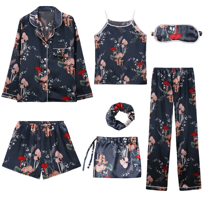 KKVVSS DM9005 five-piece woman short sleeve pants printed sweet and leisure suit plus size ladies summer home wear pajamas