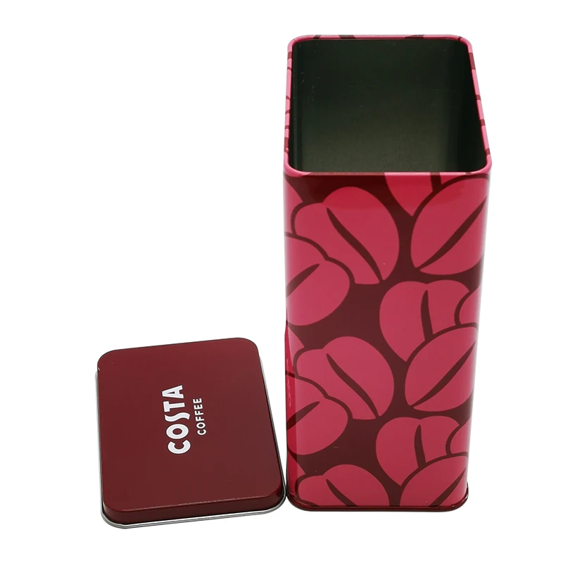 Customize Metal Rectangle Coffee Tin Cans Food Grade Premium Packaging Tin Box Coffee Tin Cans